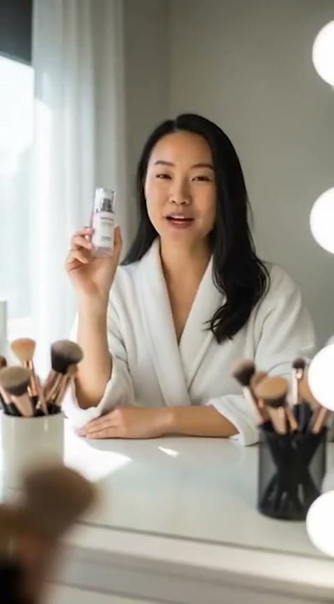 Reseña de skincare en el tocador