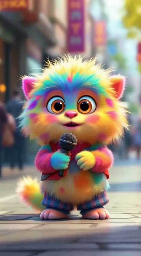 Mascota colorida como presentadora