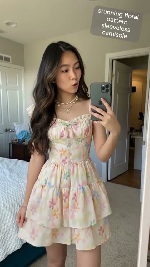 Probando un vestido floral